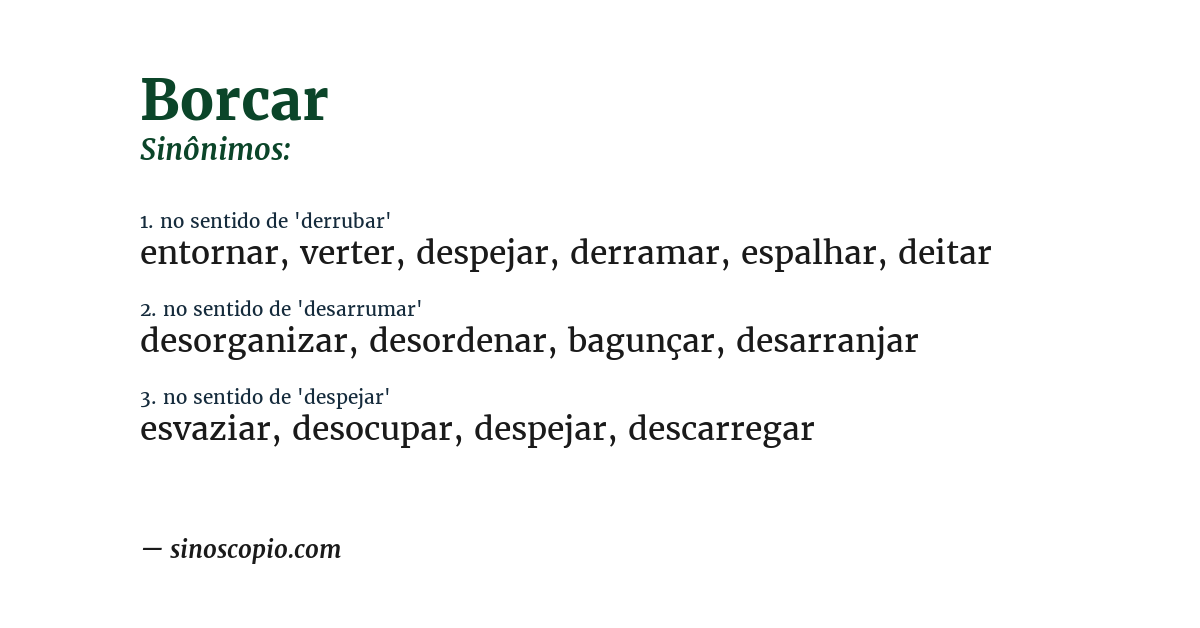 Sinônimo de borcar