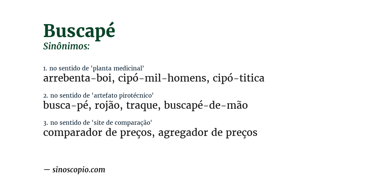 Sinônimo de buscapé