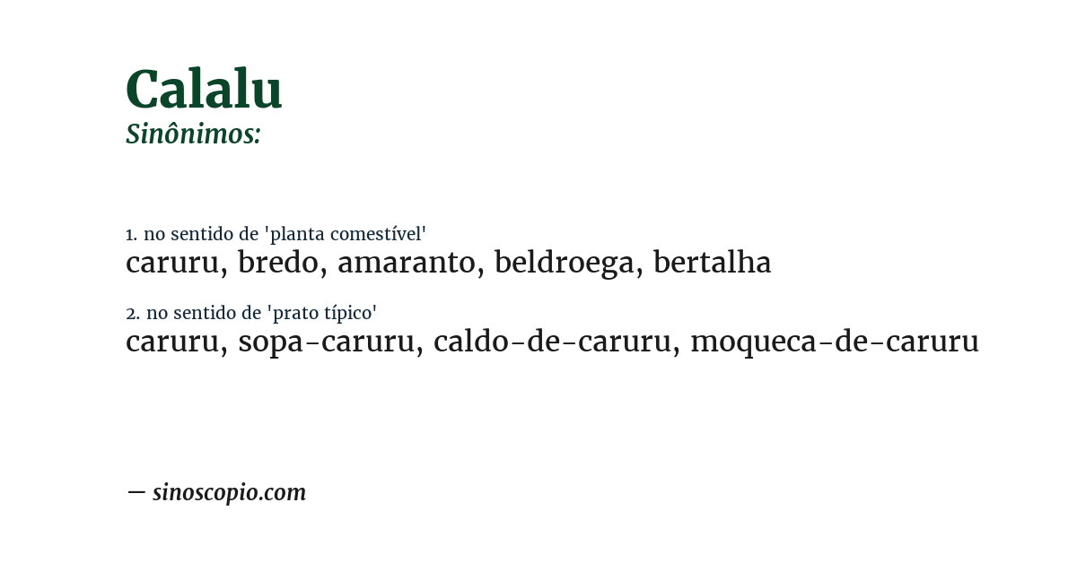 Sinônimo de calalu