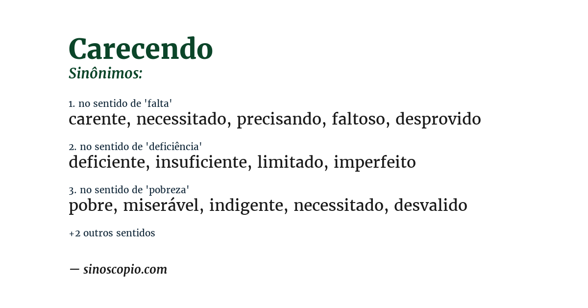 Sinônimo de carecendo