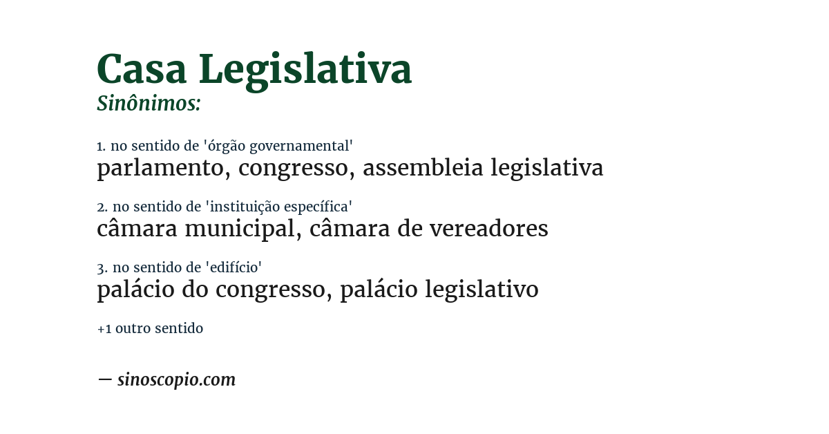 Sinônimo de casa legislativa