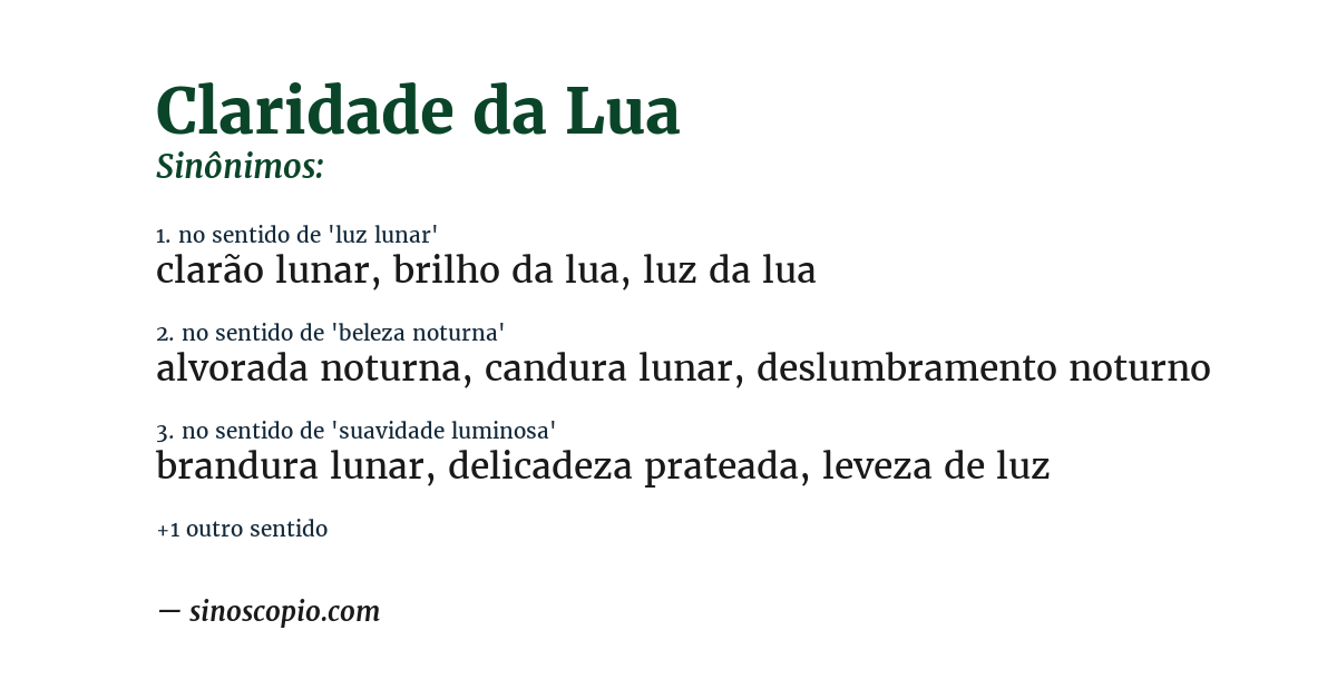 Sinônimo de claridade da lua