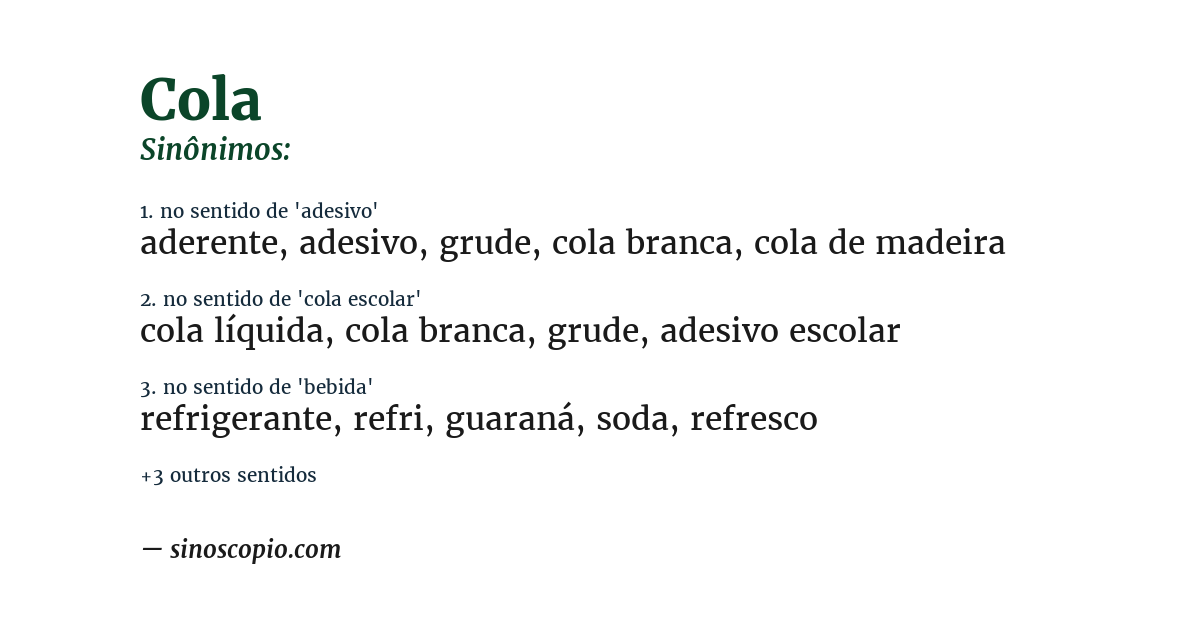 Sinônimo de cola