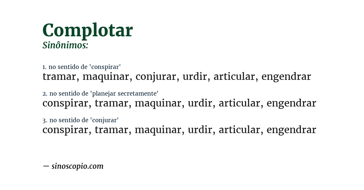 Sinônimo de complotar