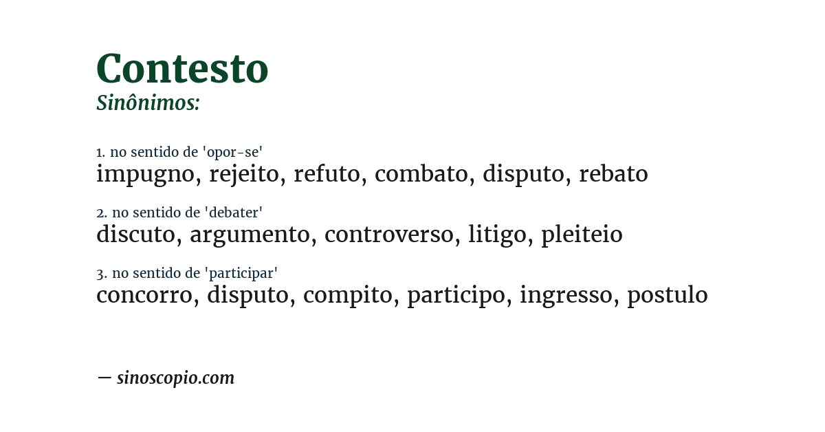 Sinônimo de contesto