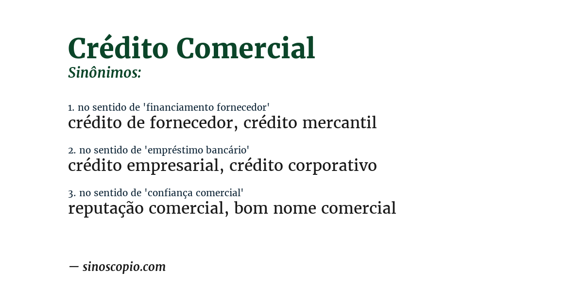 Sinônimo de crédito comercial