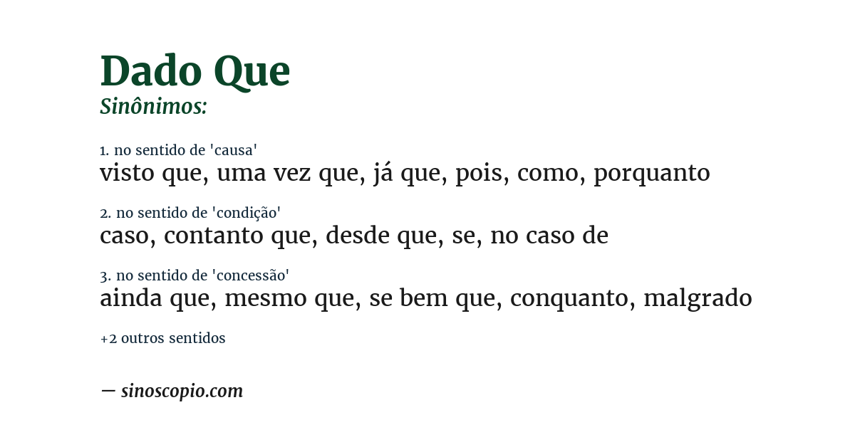 Sinônimo de dado que
