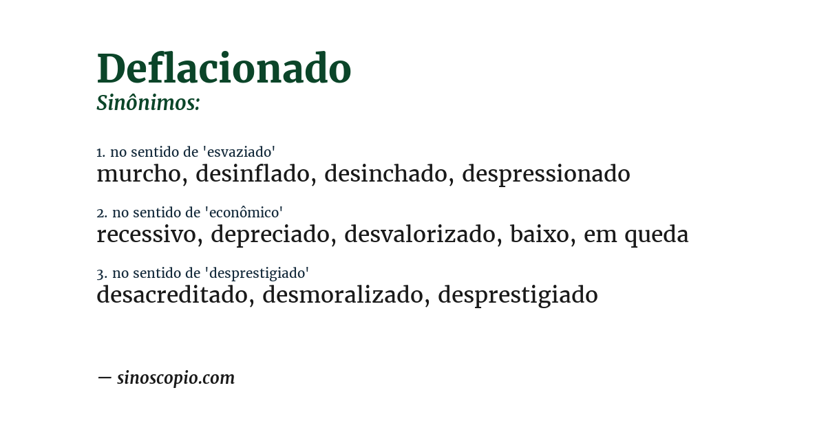 Sinônimo de deflacionado