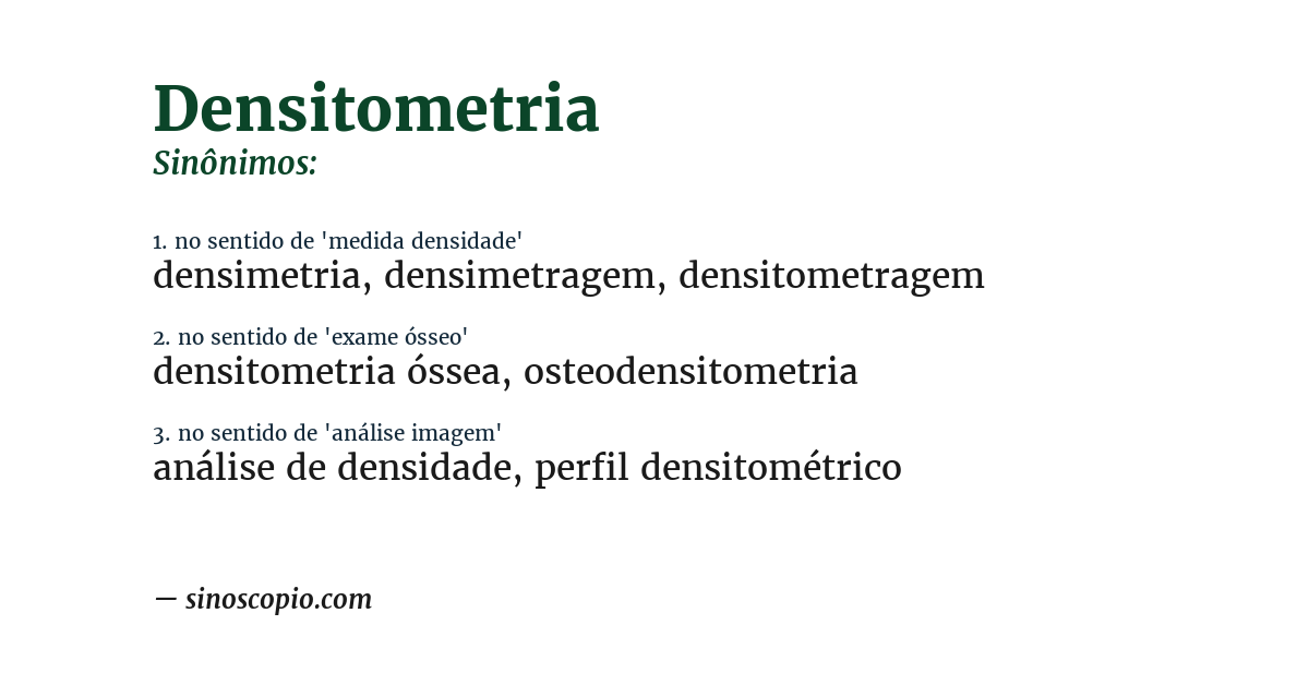 Sinônimo de densitometria