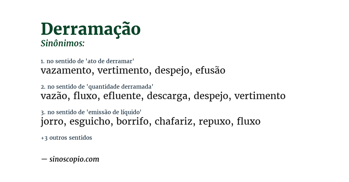 Sinônimo de derramação