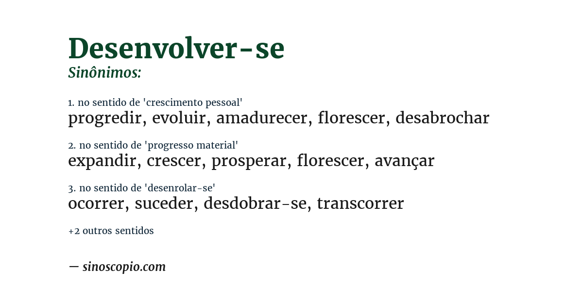 Sinônimo de desenvolver-se