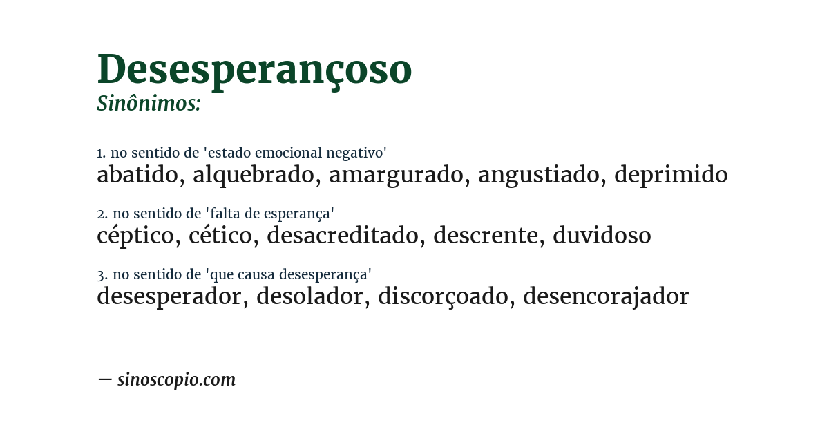 Sinônimo de desesperançoso