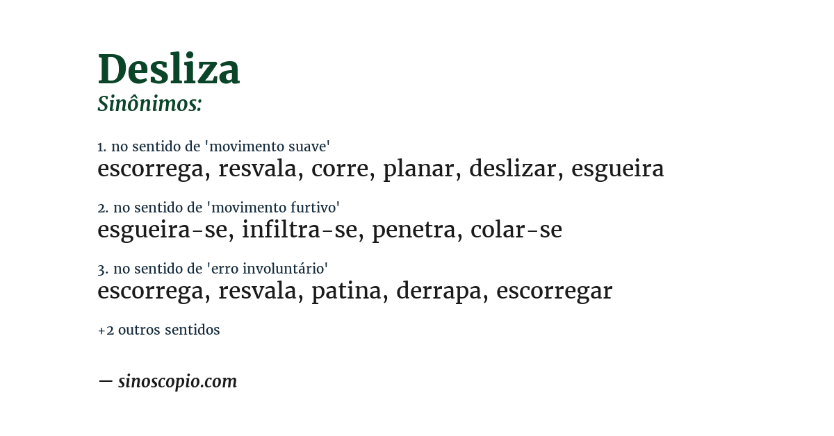 Sinônimo de desliza