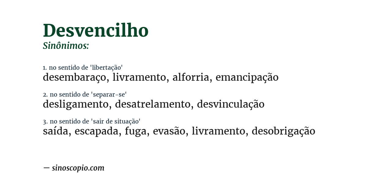 Sinônimo de desvencilho