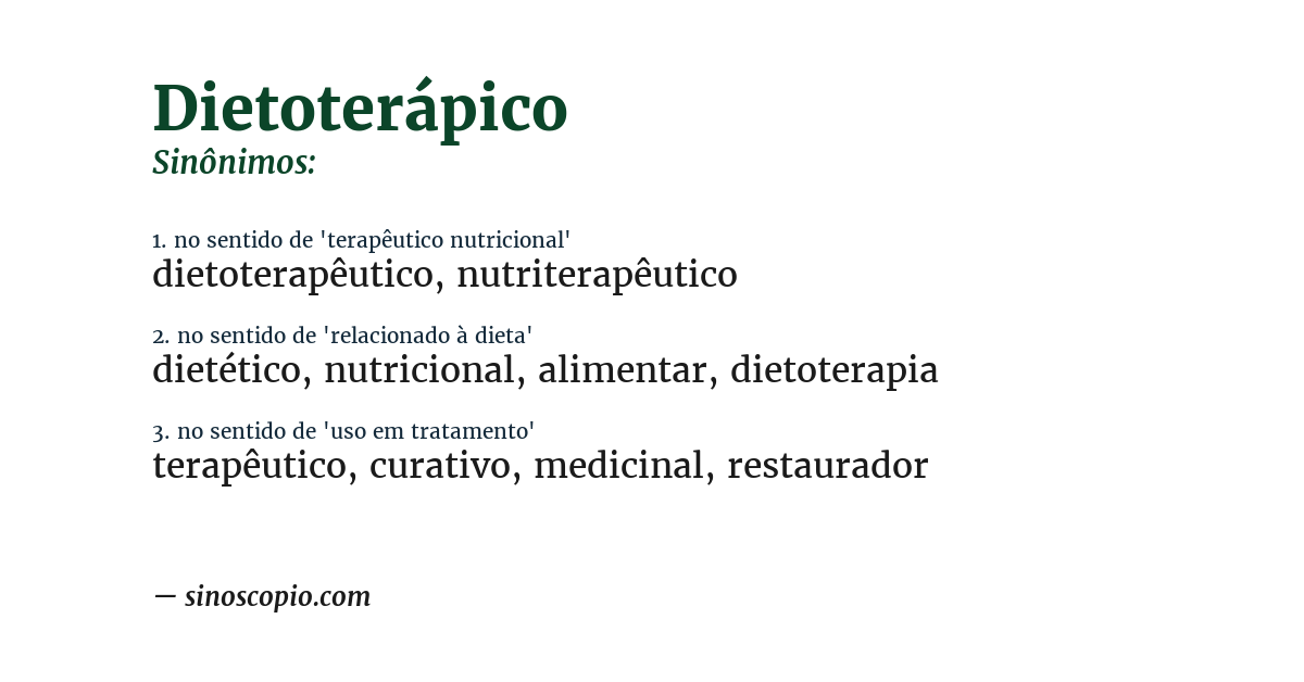 Sinônimo de dietoterápico