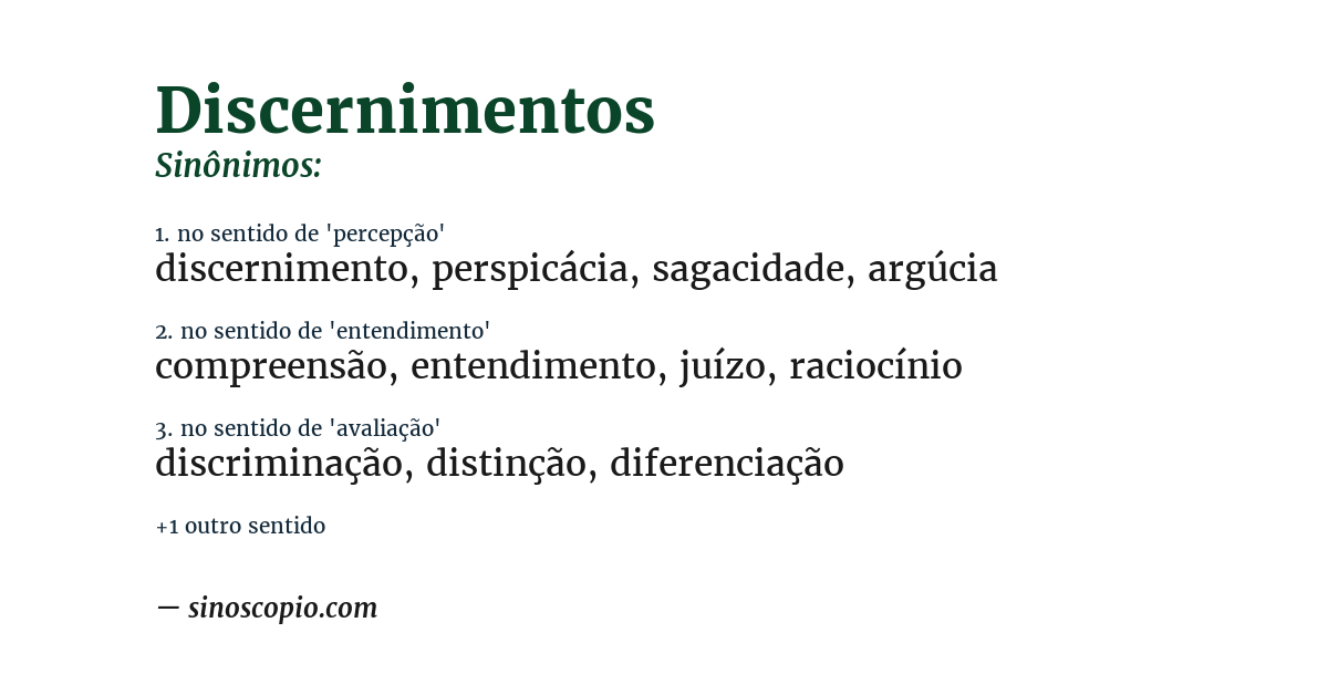 Sinônimo de discernimentos