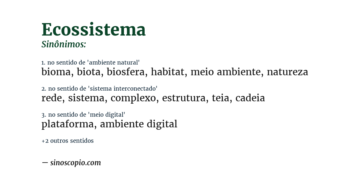 Sinônimo de ecossistema