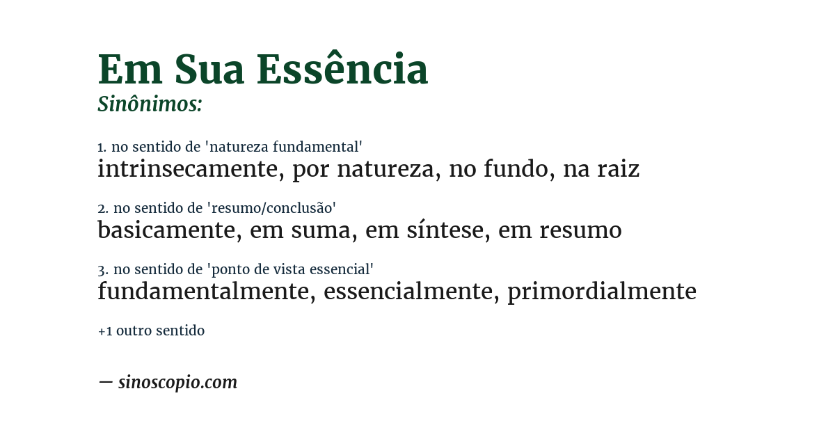 Sinônimo de em sua essência