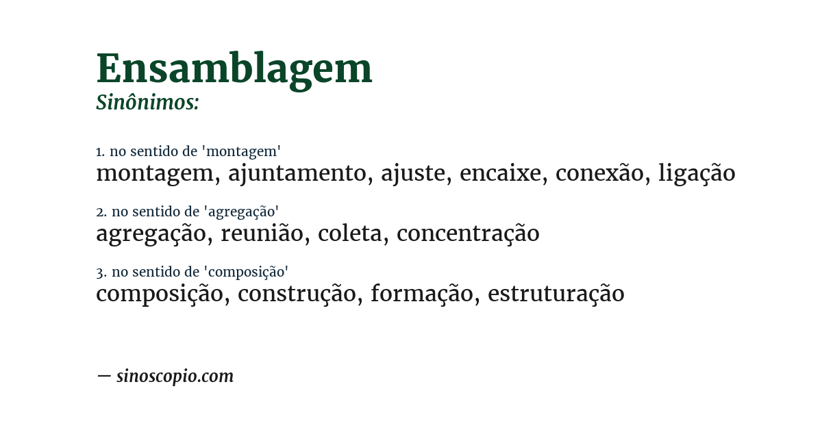 Sinônimo de ensamblagem