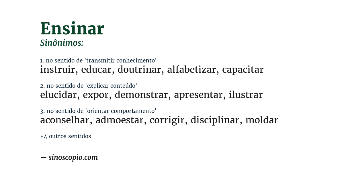 Sinônimo de ensinar