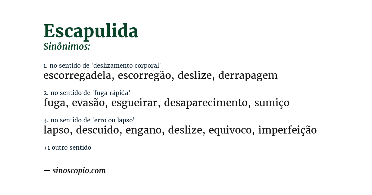 Sinônimo de escapulida