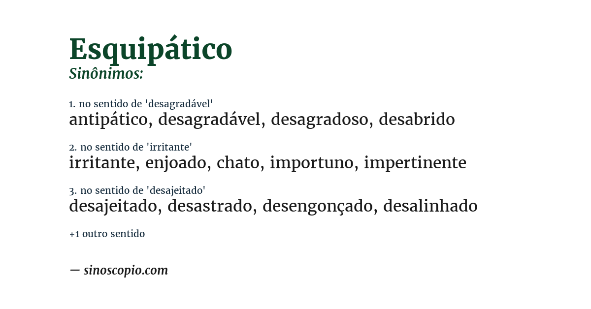 Sinônimo de esquipático