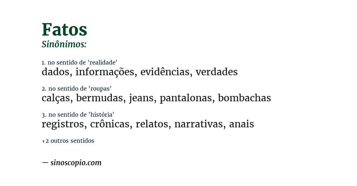 Sinônimo de fatos