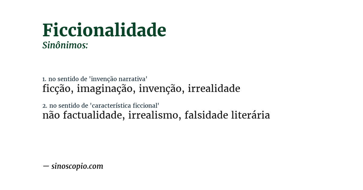 Sinônimo de ficcionalidade