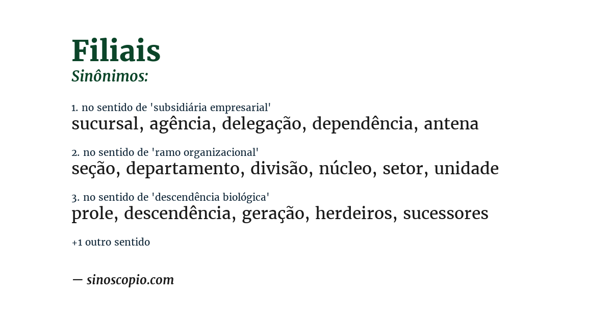 Sinônimo de filiais