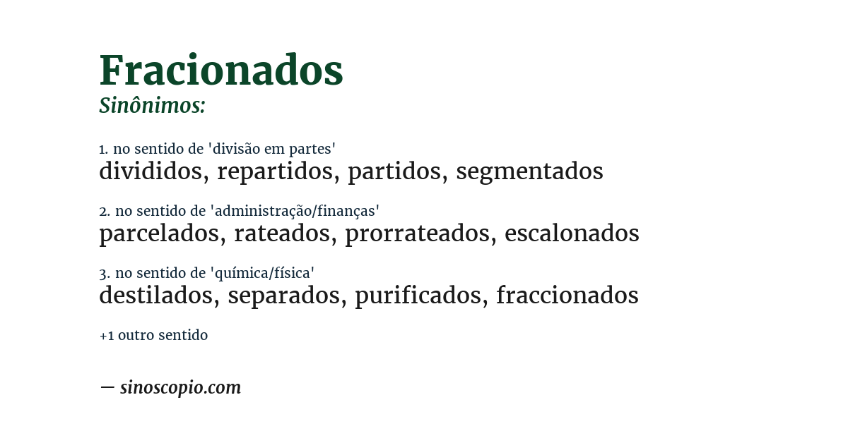 Sinônimo de fracionados