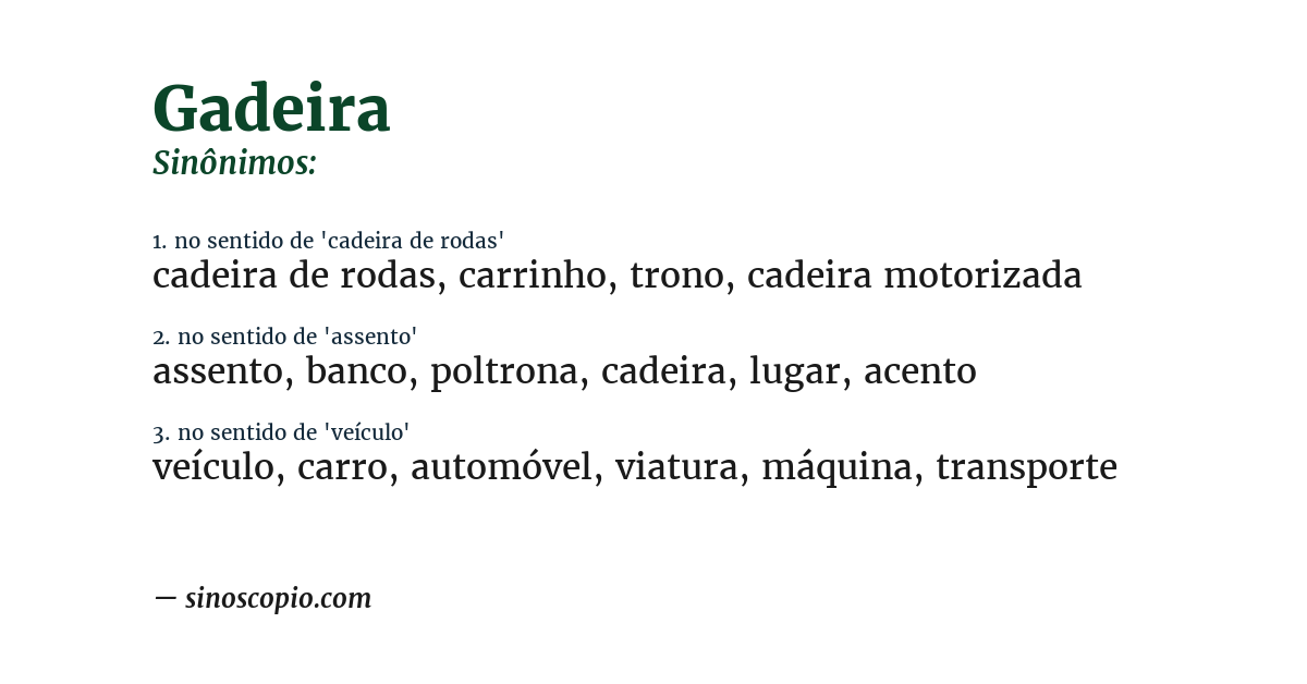 Sinônimo de gadeira