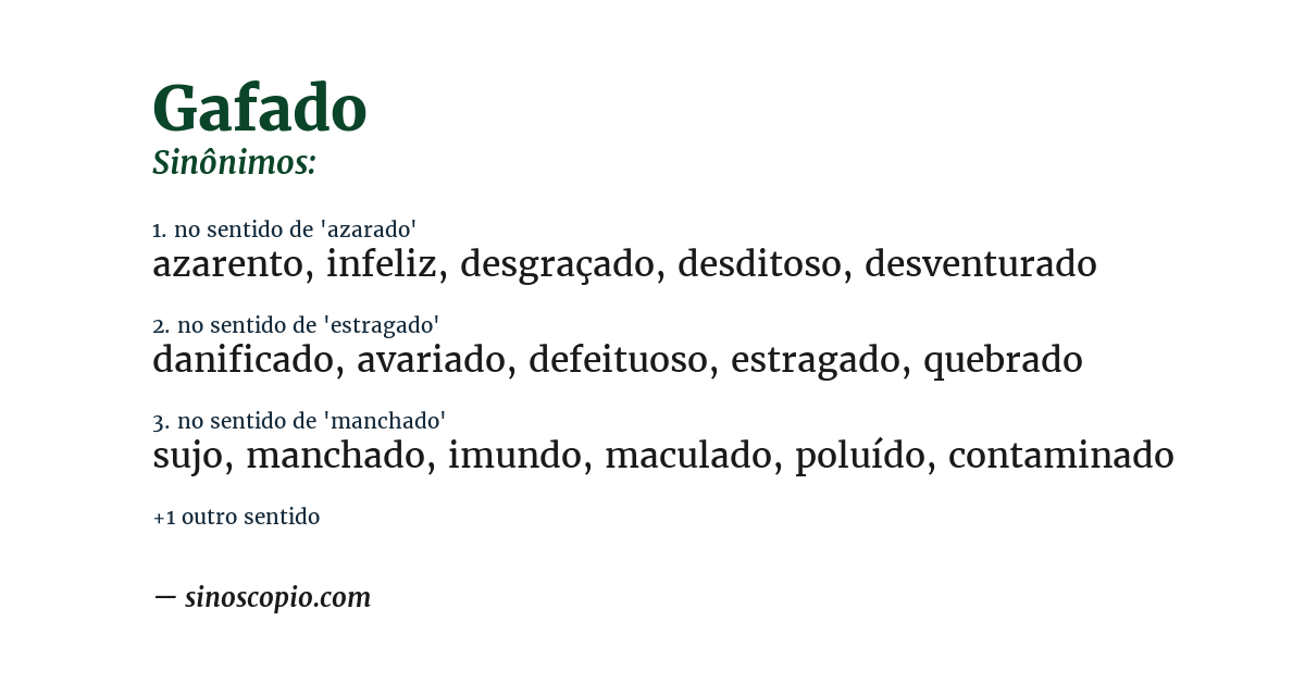 Sinônimo de gafado