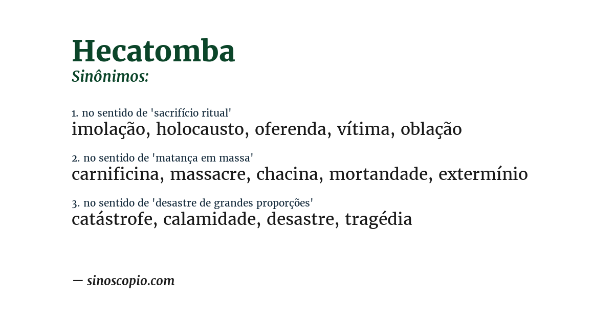 Sinônimo de hecatomba