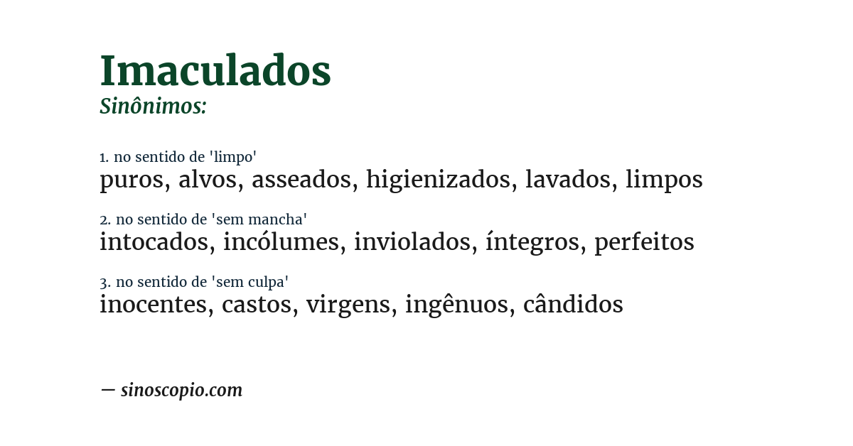 Sinônimo de imaculados