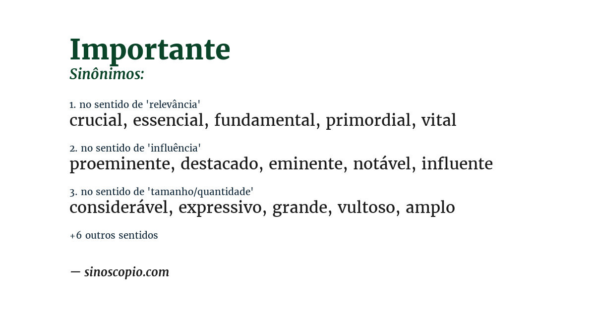 Sinônimo de importante