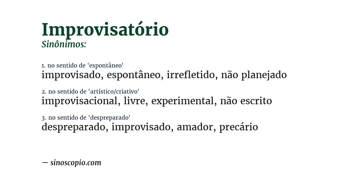 Sinônimo de improvisatório