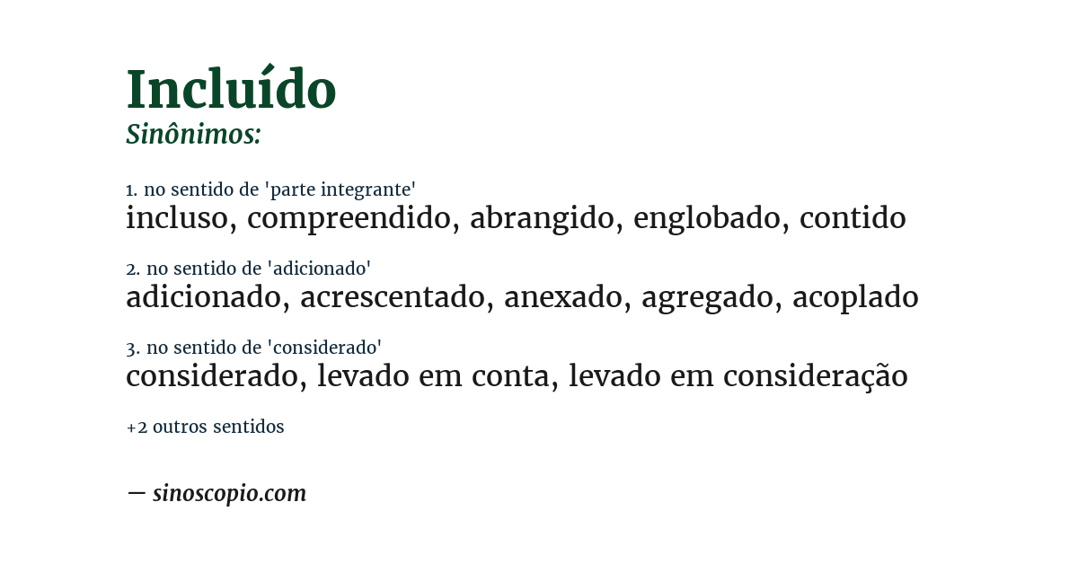 Sinônimo de incluído