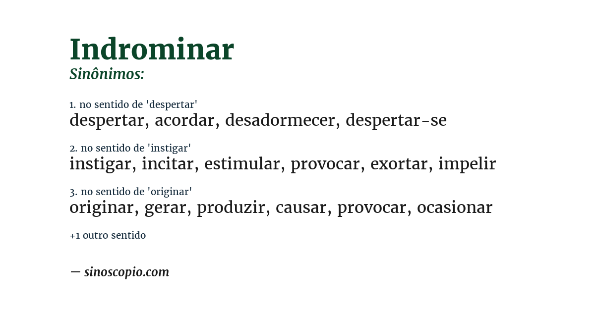 Sinônimo de indrominar