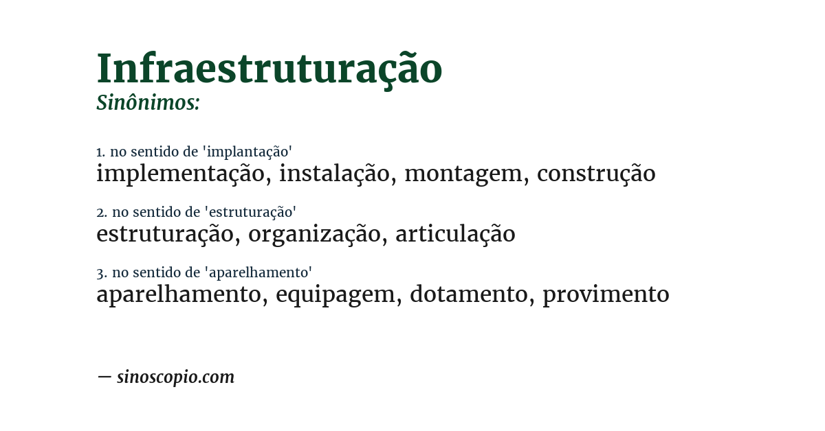 Sinônimo de infraestruturação