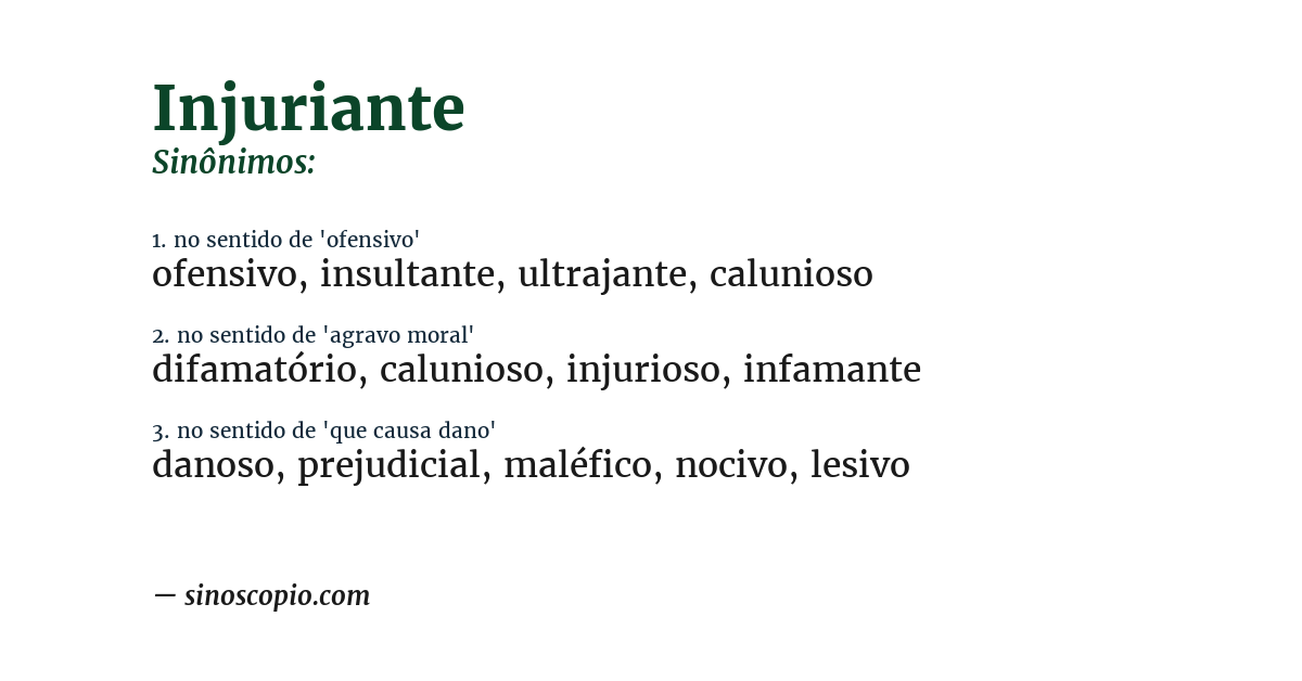 Sinônimo de injuriante