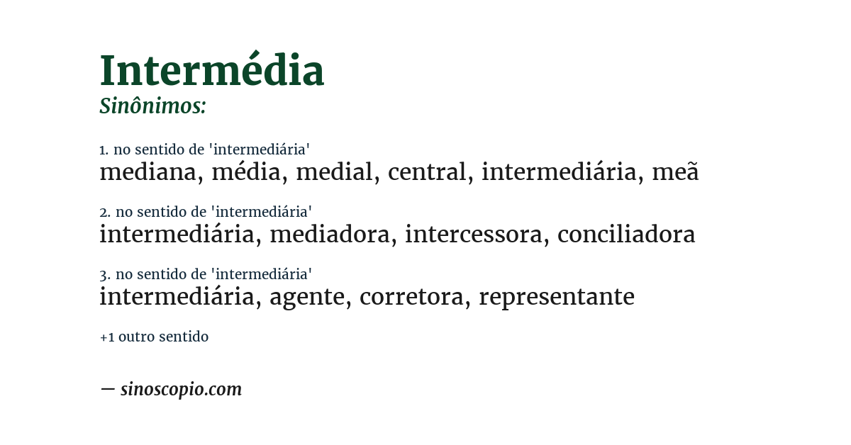 Sinônimo de intermédia