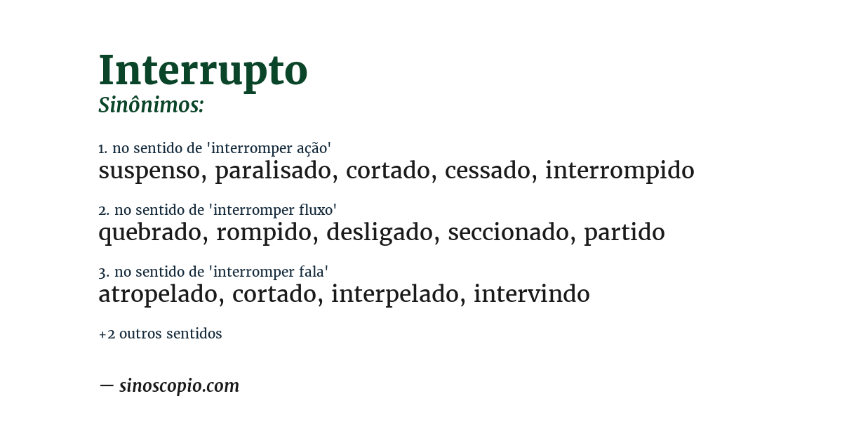 Sinônimo de interrupto