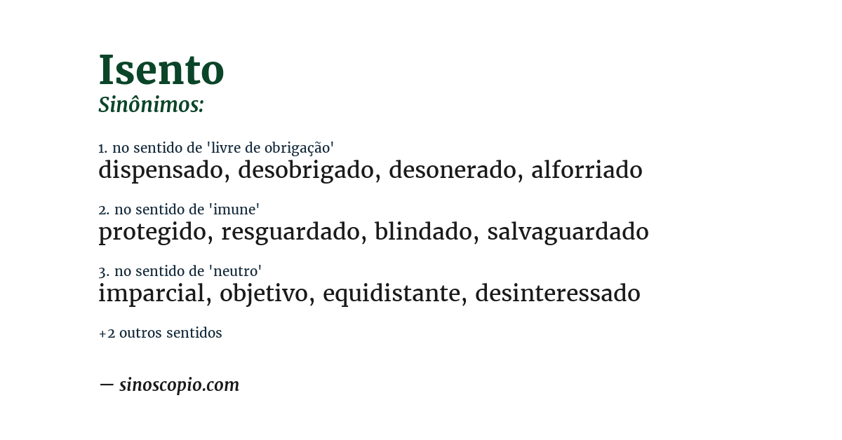 Sinônimo de isento
