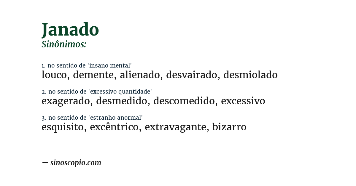 Sinônimo de janado