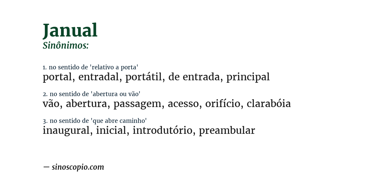 Sinônimo de janual