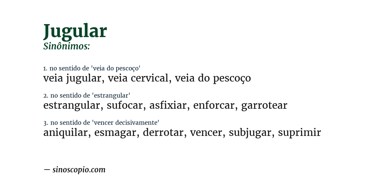 Sinônimo de jugular