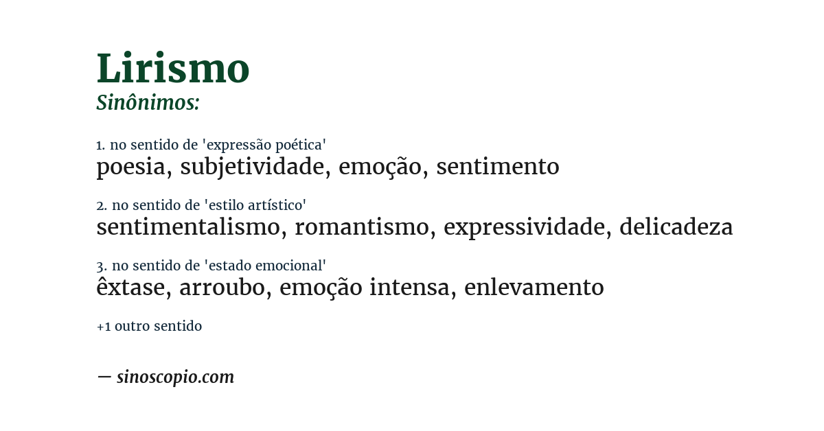 Sinônimo de lirismo