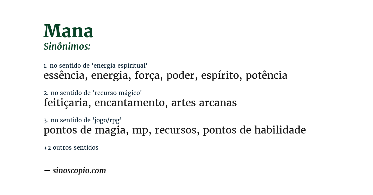 Sinônimo de mana