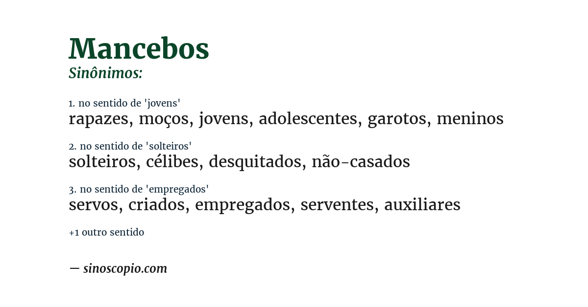 Sinônimo de mancebos