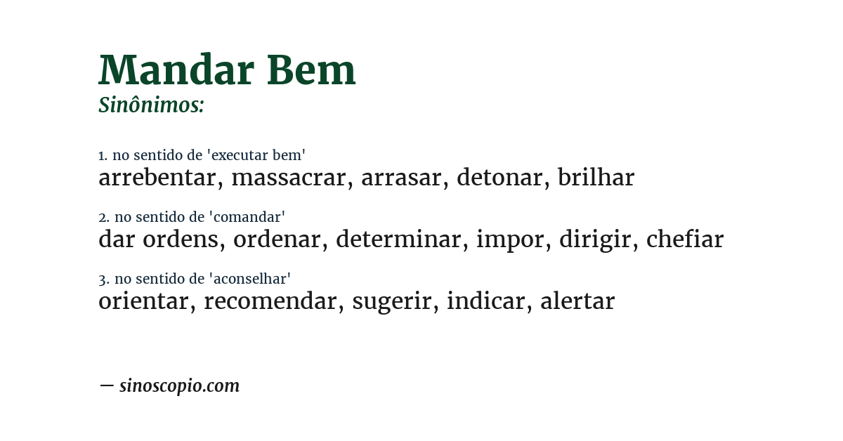 Sinônimo de mandar bem
